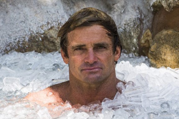 Laird Hamilton swimming in the snow